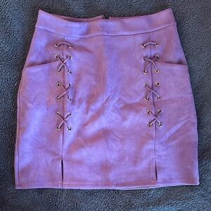 Deep Purple Lace-Up Mini Skirt